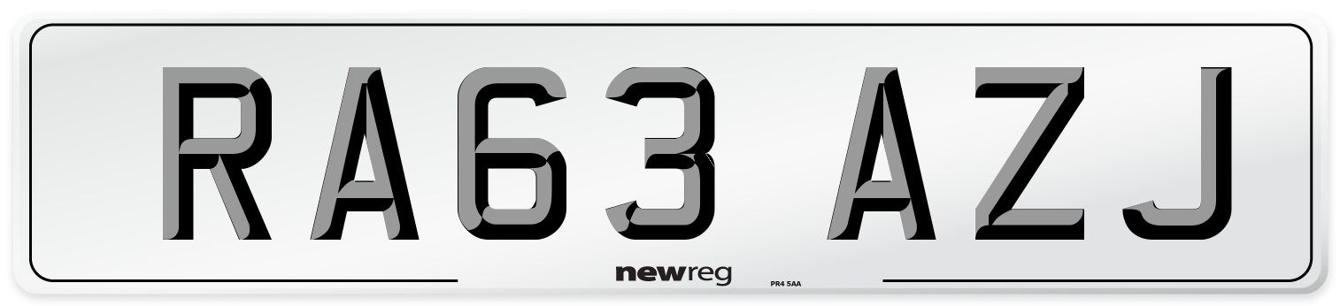 RA63 AZJ Number Plate from New Reg